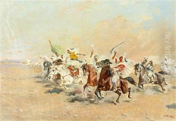Landscape With Circassian Horsemen Oil Painting by Jon Popp
