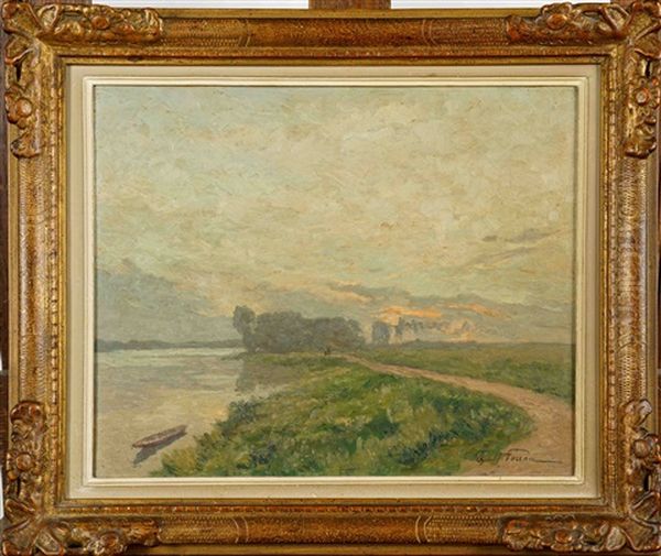 Bord De La Loire Oil Painting by Oswald Poreau