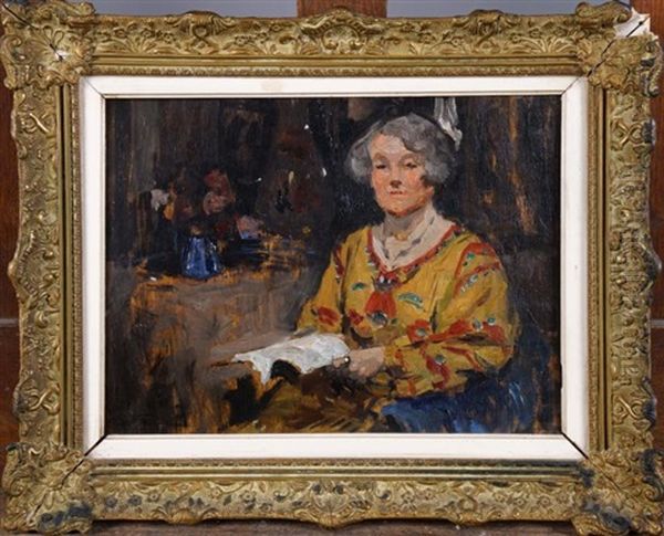 Portrait De La Peintre Vonnot Viollet (date 1922) Oil Painting by Oswald Poreau