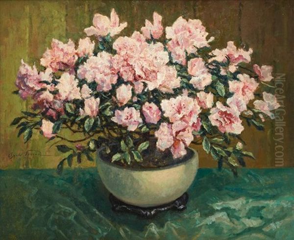 L'azalee Oil Painting by Oswald Poreau