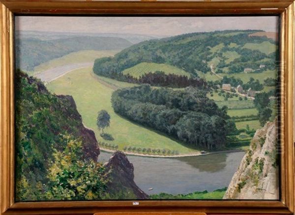 Tournant De La Meuse A Freyr Oil Painting by Oswald Poreau