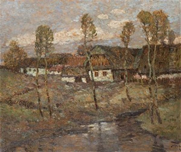Cottages By The Water Oil Painting by Gustav Pors