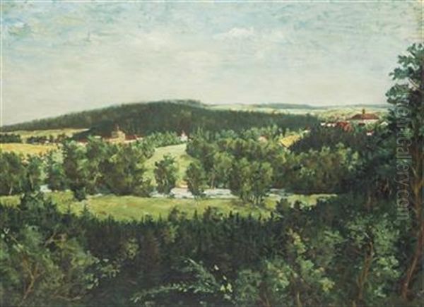 Landscape With A City Oil Painting by Gustav Pors