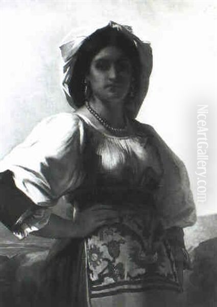 Portrait De Jeune Italienne Oil Painting by Jean-Francois Portaels