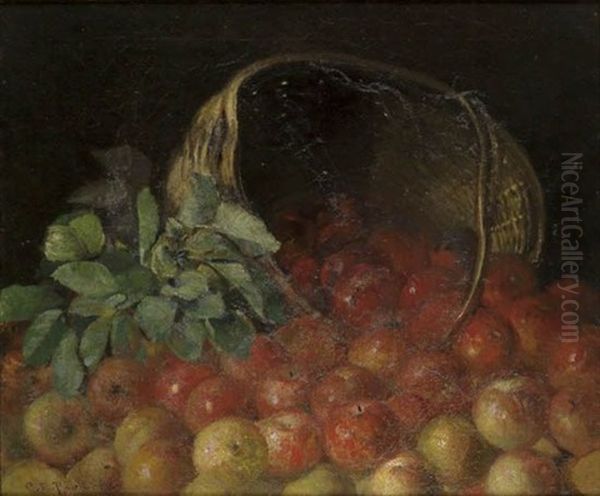 Overturned Basket Of Apples Oil Painting by Charles Porter