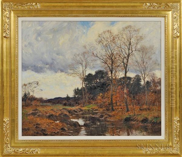 Late Fall Landscape With Stream Oil Painting by William Merritt Post