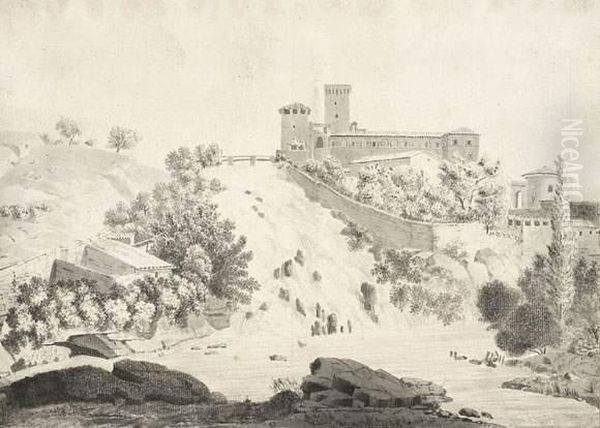 Vue D'un Chateau En Italie Oil Painting by Antoine Felix Boisselier