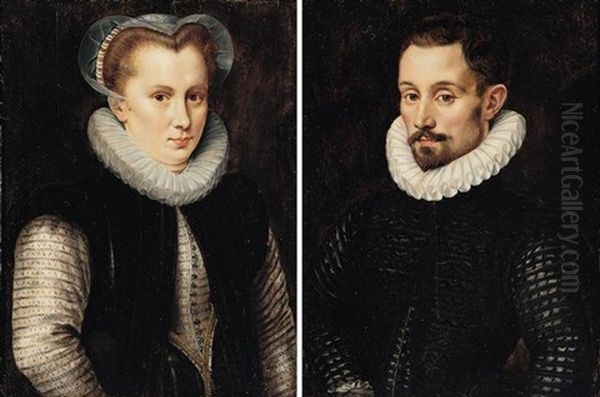 Portrait Of A Gentleman Wearing Black Oil Painting by Pieter Pourbus