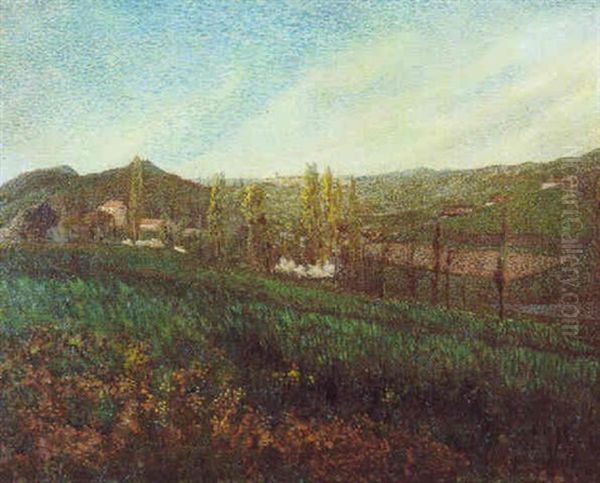 Champ Aux Abords D'un Village Oil Painting by Leon Pourtau