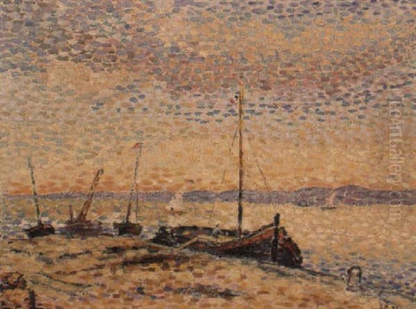 Bateaux Oil Painting by Leon Pourtau