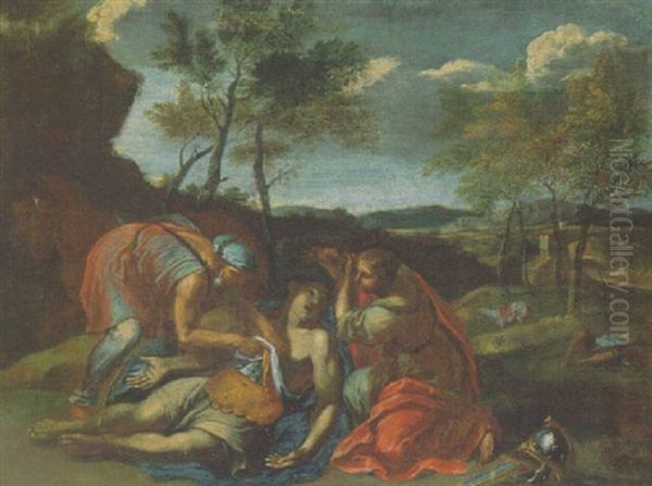Tancred And Erminia Oil Painting by Nicolas Poussin