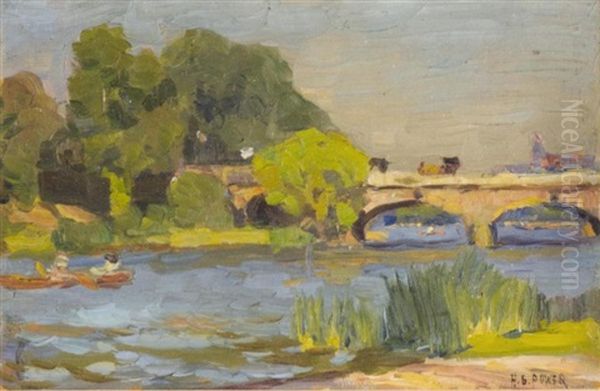 Seine River, Paris; River Scene (2 Works) Oil Painting by Harold Septimus Power