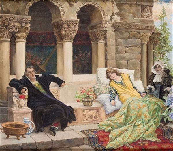 La Princesa Esta Triste Oil Painting by Miguel Pradilla Gonzalez