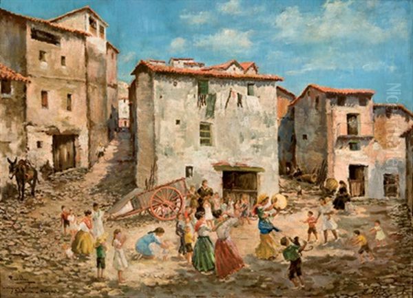 La Zingara Y La Mona. Jalallana, Rioja Oil Painting by Miguel Pradilla Gonzalez