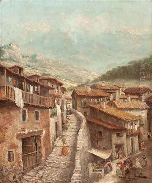 Pueblo De Guisando, Sierra De Gredos Oil Painting by Miguel Pradilla Gonzalez