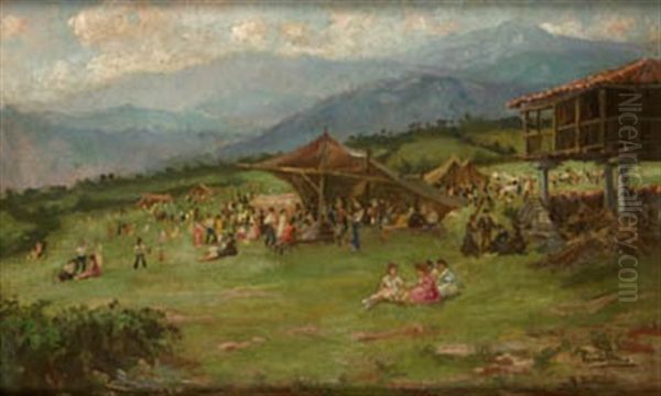 Campo Asturiano Oil Painting by Miguel Pradilla Gonzalez