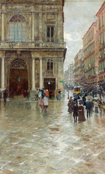Eine Strasenszene Oil Painting by Attilio Pratella