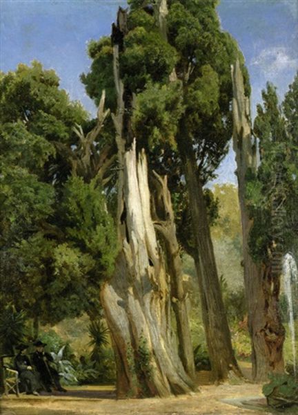 In Der Villa D'este In Tivoli Oil Painting by Friedrich Preller the Younger