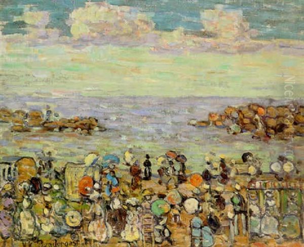 Beach At St. Malo Oil Painting by Maurice Prendergast