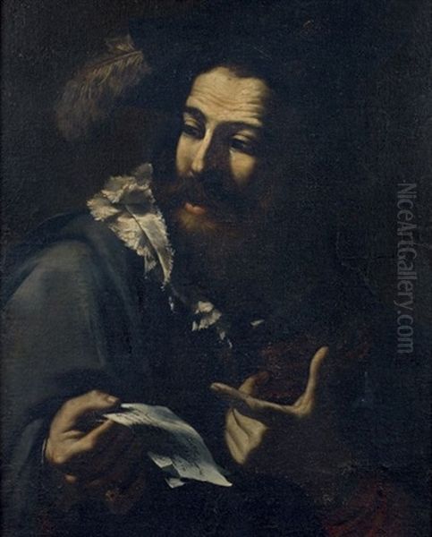Portrait D'homme A La Lettre Oil Painting by Mattia Preti