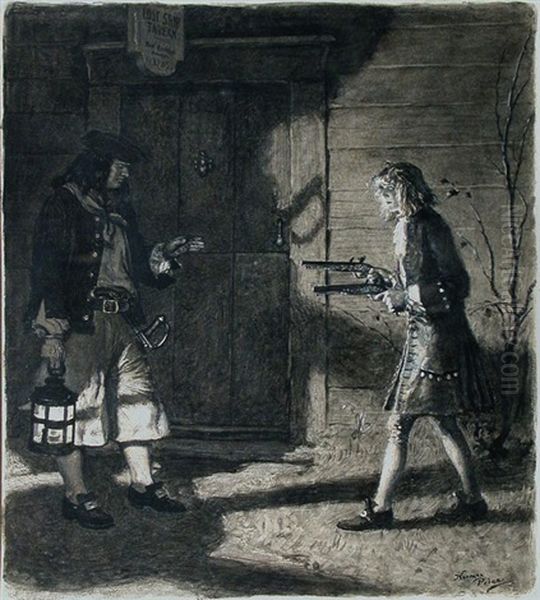Girl With Drawn Horse Pistols (illus. For Liberty) Oil Painting by Norman Mills Price