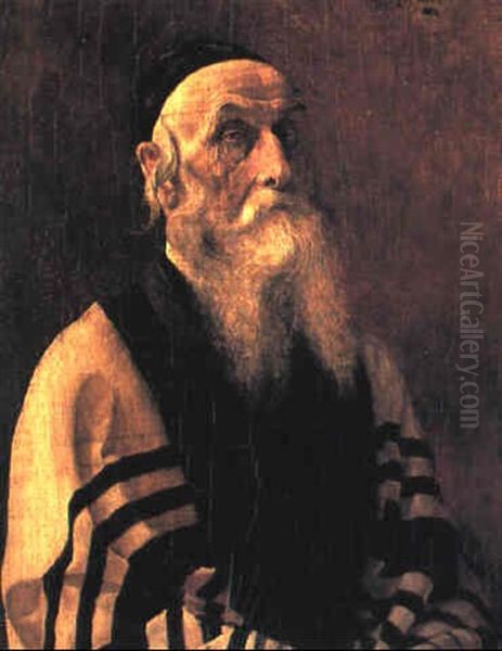 Rabiner Med Langt Skaeg Oil Painting by Alois Heinrich Priechenfried
