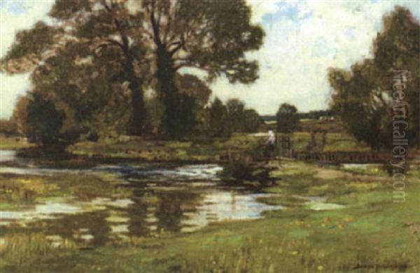 The Sluice Oil Painting by Bertram Priestman