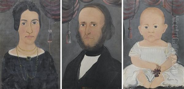 Father, Mother And Infant With Cherries: Three Works Oil Painting by William Matthew Prior