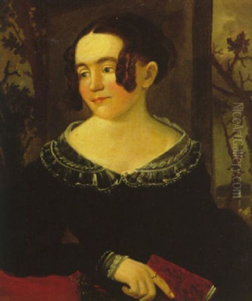 Portrait Of A Young Woman Holding A Book Oil Painting by William Matthew Prior
