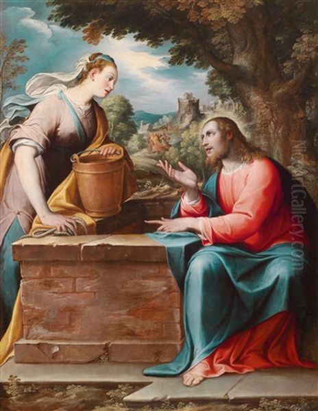 Christus Und Die Samariterin Am Brunnen Oil Painting by Camillo Procaccini