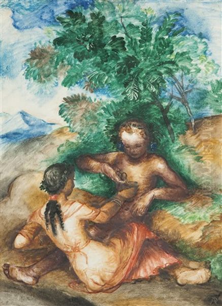 Rastendes Paar Oil Painting by Antonin Prochazka