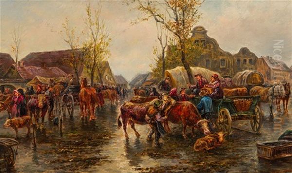 Na Targu Oil Painting by Gustav Prucha