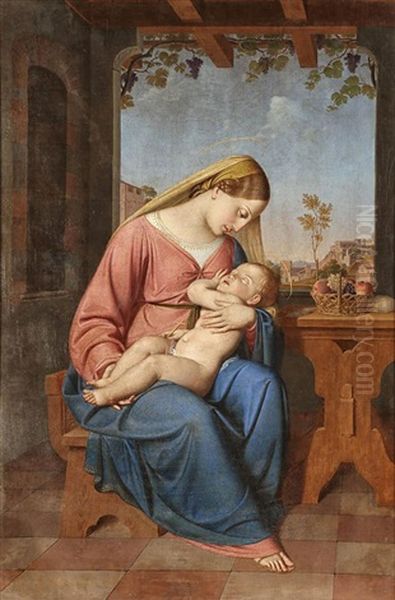 Madonna Mit Christuskind Oil Painting by Anton Psenner
