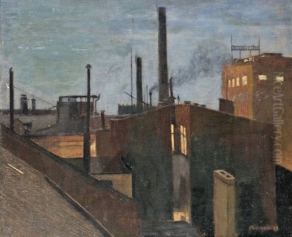 Evening At Dietrichs Brewery Oil Painting by Viktor Pucinski