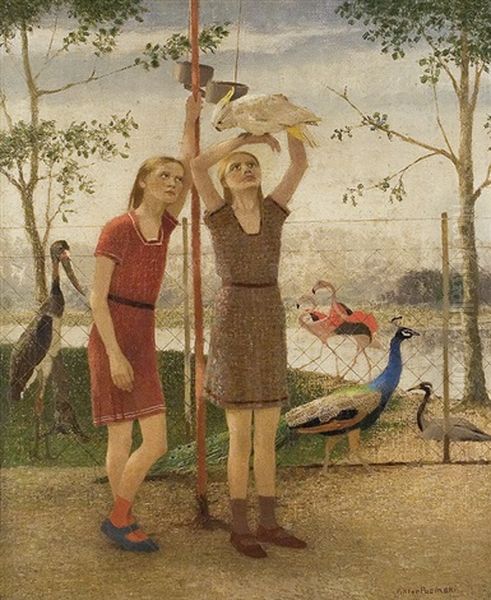 At The Zoo Oil Painting by Viktor Pucinski