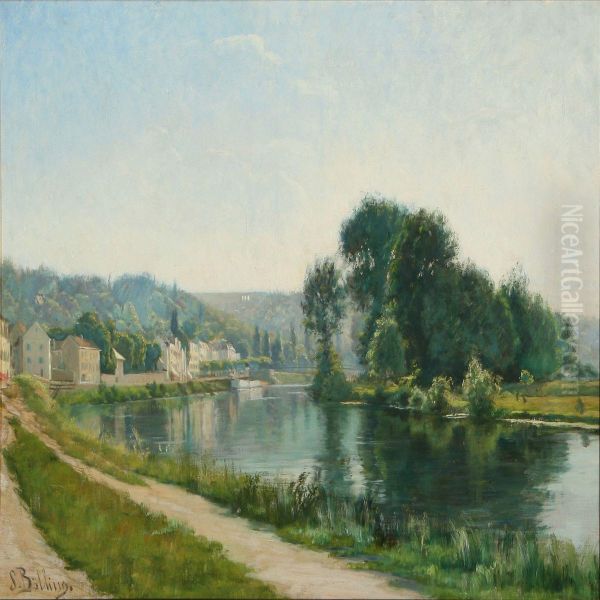 View From A French River Side Oil Painting by Sigrid Bolling