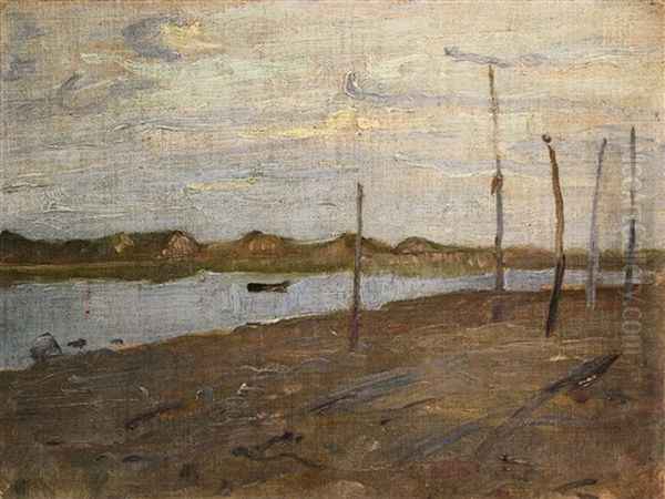 River Bank Oil Painting by Sarah Henrietta Purser