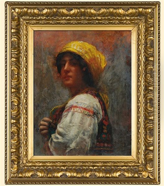 Girl From Banat Oil Painting by Edmond Jean de Pury