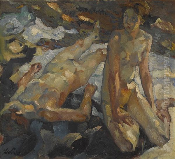 Waldesruhe (forest Calm) Oil Painting by Leo Putz