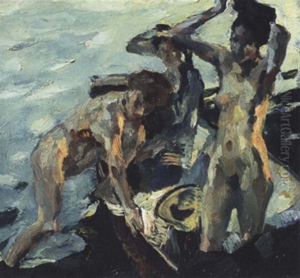 Badende Oil Painting by Leo Putz
