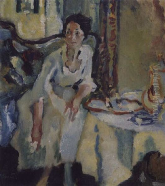 Am Teetisch Oil Painting by Leo Putz