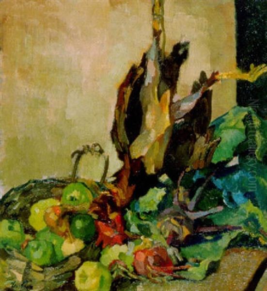 Stilleben Mit Hahn Oil Painting by Leo Putz