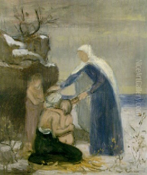 Charity Oil Painting by Pierre Puvis de Chavannes