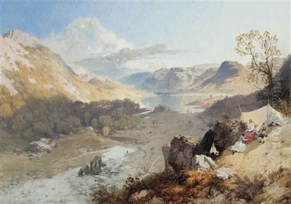 Picnic By Wythburn Water, Thirlmere Valley Oil Painting by James Baker Pyne