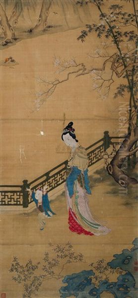 Lady Oil Painting by Qiu Ying