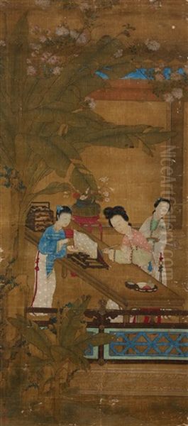Lady Oil Painting by  Qiu Ying