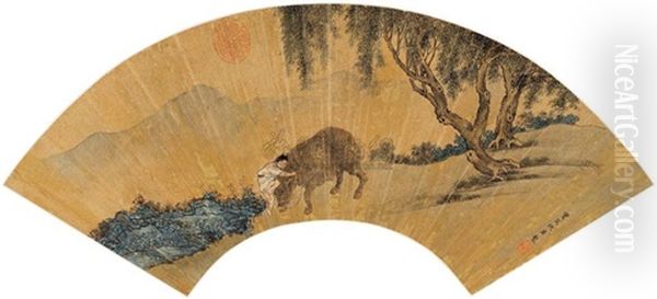 Herding At Villow Oil Painting by  Qiu Ying