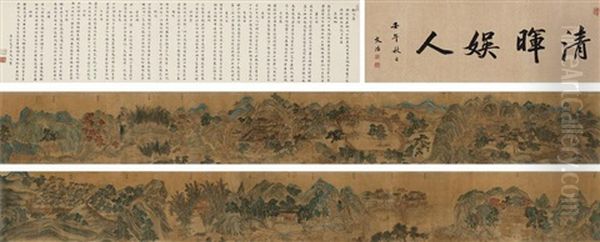 Landscape (+ 2 Others, Smllr; 3 Works) Oil Painting by  Qiu Ying