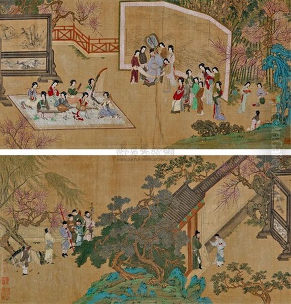Untitled Oil Painting by Qiu Ying