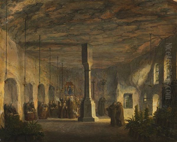 Innenansicht Der St. Maximuskapelle In Salzburg Oil Painting by Domenico Quaglio